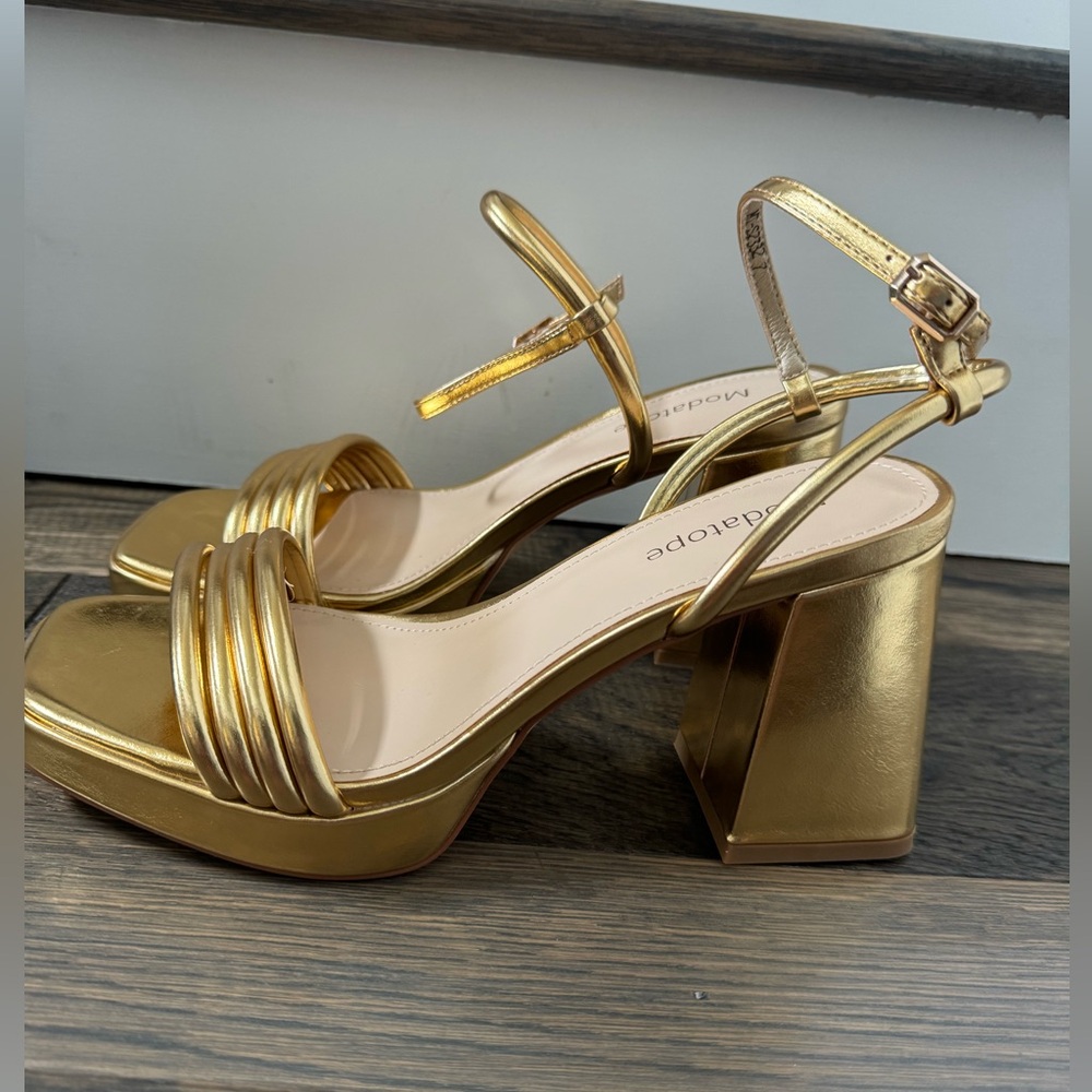 Gold platform heels